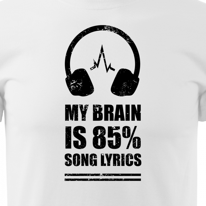 Tricou pentru cei pasionati de muzica, cadoul perfect, My Brain is 85 Percent Song Lyrics [2]