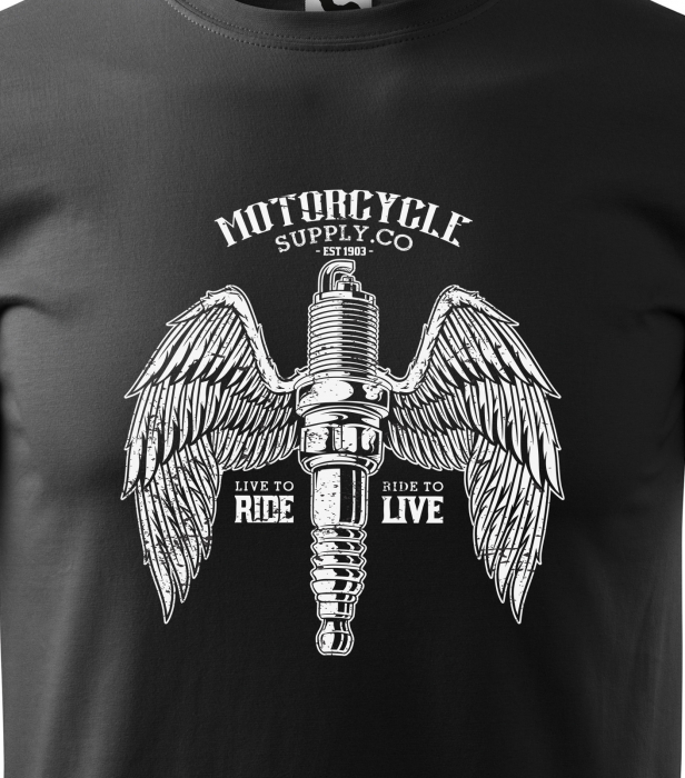 Tricou pentru motociclisti, bikeri, Build and Repair Spark with Wings [2]