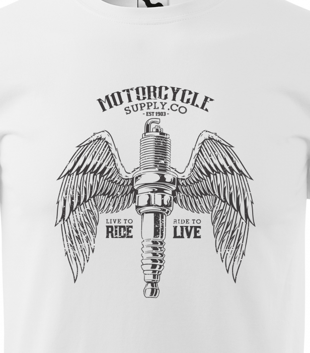 Tricou pentru motociclisti, bikeri, Build and Repair Spark with Wings [2]