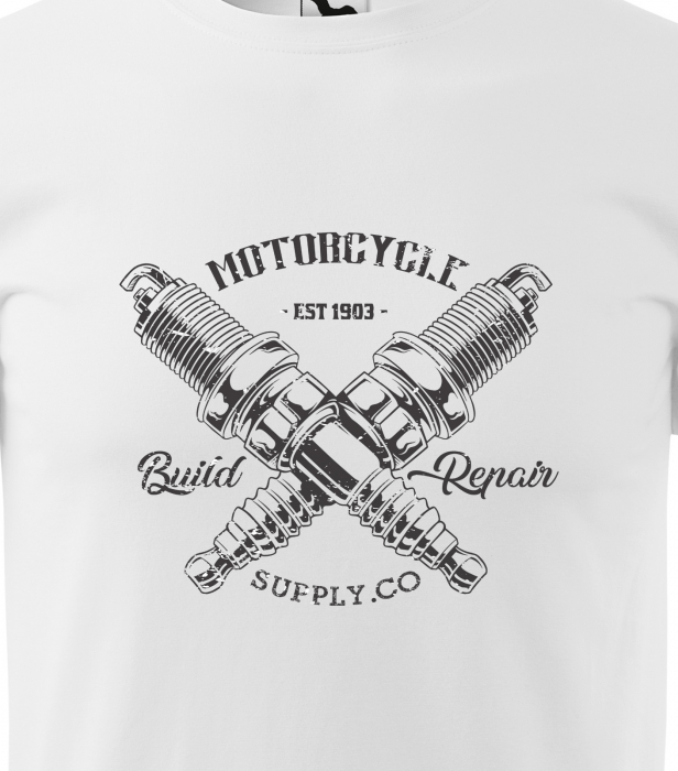 Tricou pentru motociclisti, bikeri, Build and Repair Two Sparks [2]
