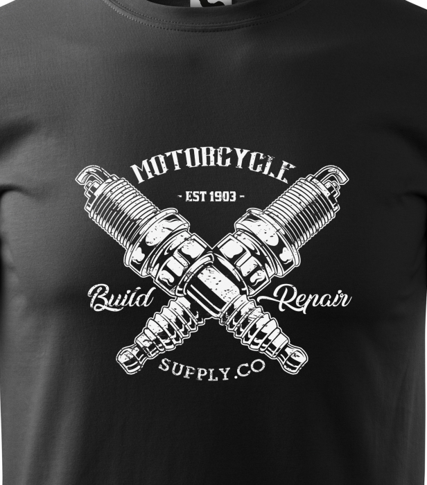 Tricou pentru motociclisti, bikeri, Build and Repair Two Sparks [2]
