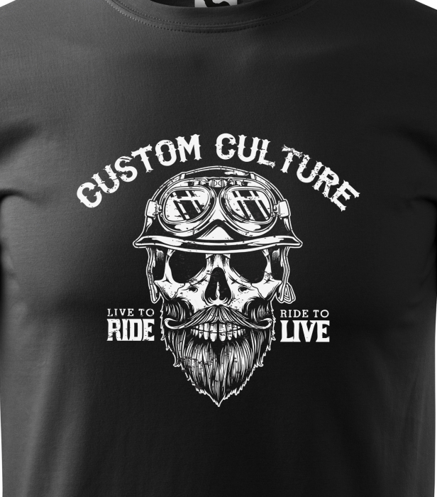 Tricou pentru motociclisti, bikeri, Custom Culture Skull with Beard [2]