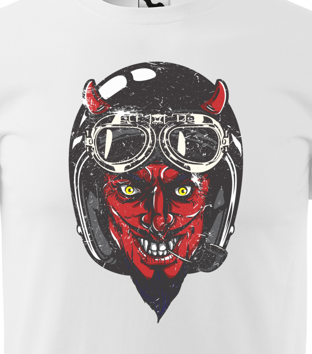 Tricou pentru motociclisti, bikeri, Devil Black Helmet [2]
