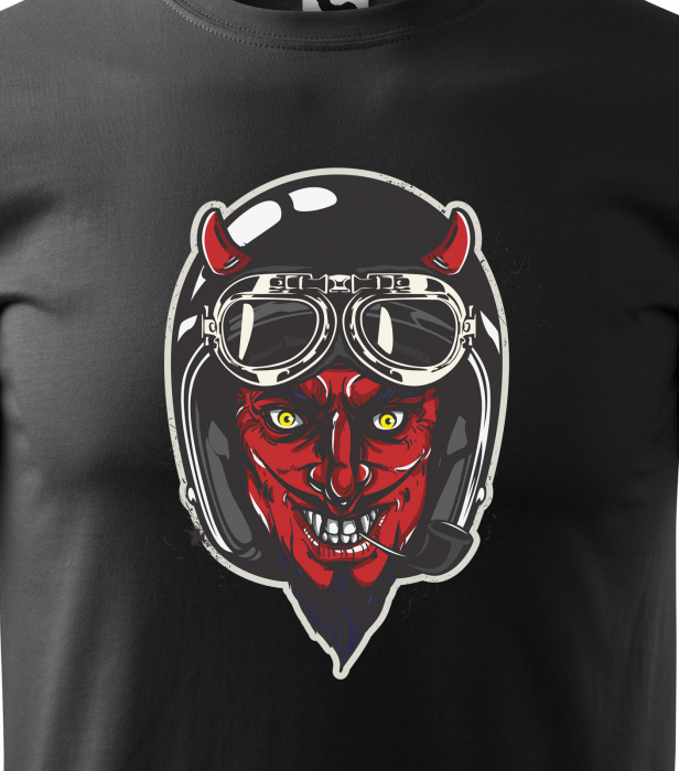 Tricou pentru motociclisti, bikeri, Devil Black Helmet [2]