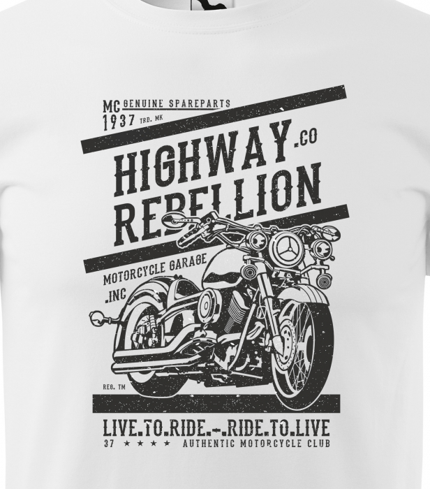 Tricou pentru motociclisti, bikeri, Highway Rebellion [2]