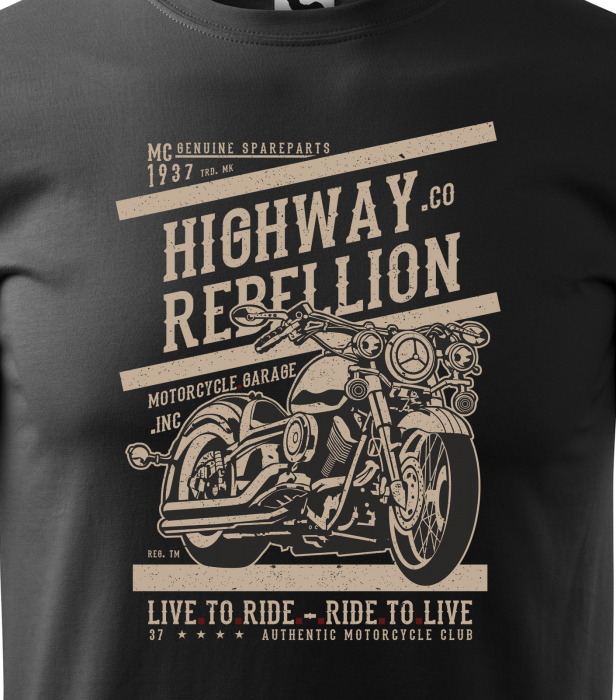 Tricou pentru motociclisti, bikeri, Highway Rebellion [2]