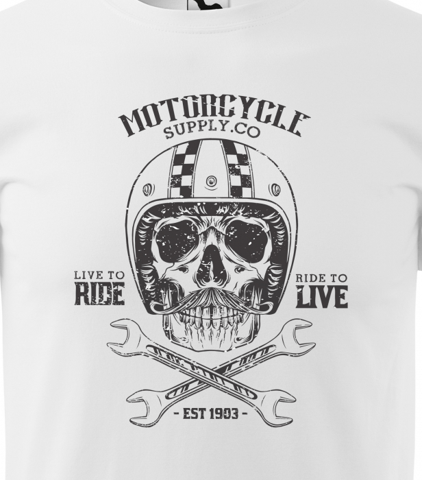 Tricou pentru motociclisti, bikeri, Live to Ride Helmet Skull [2]