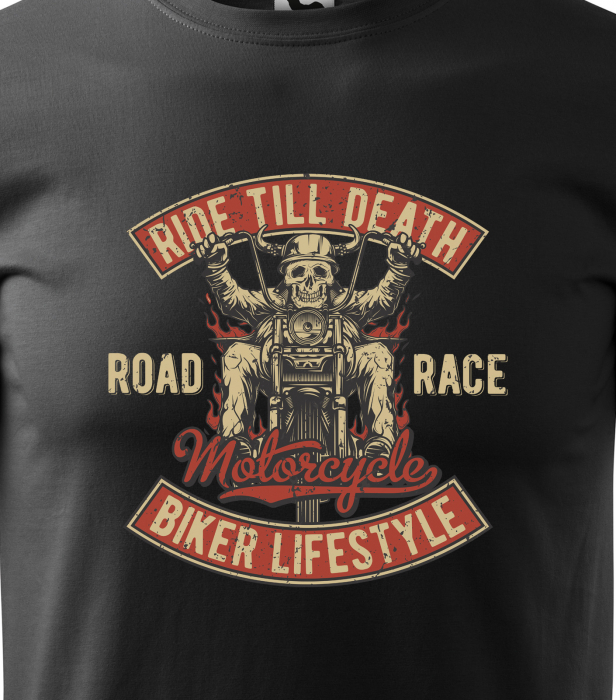 Tricou pentru motociclisti, bikeri, Ride till death [2]