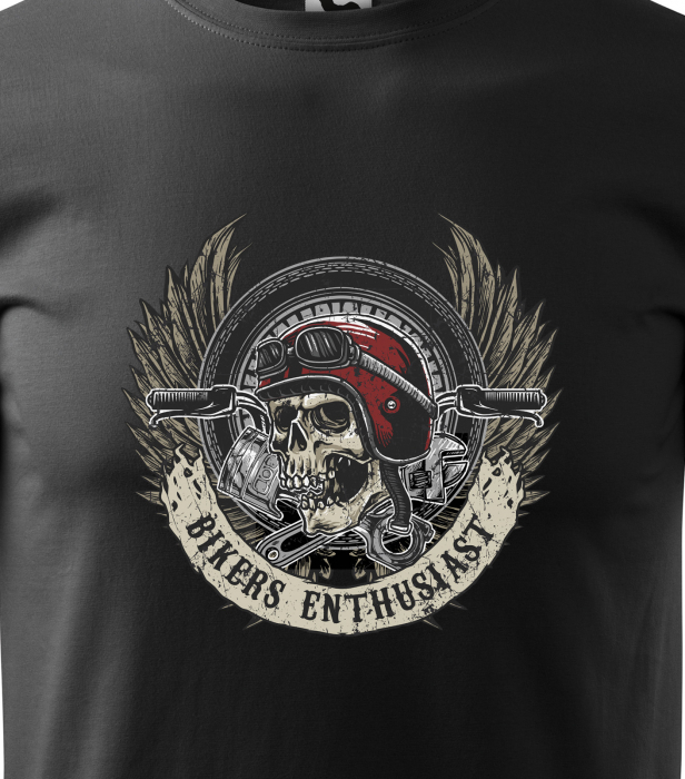 Tricou pentru motociclisti, bikeri, Skull Biker Enthusiast [2]