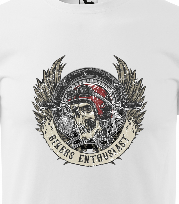 Tricou pentru motociclisti, bikeri, Skull Biker Enthusiast [2]