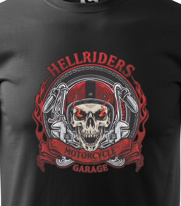 Tricou pentru motociclisti, bikeri, Skull Hellriders [2]
