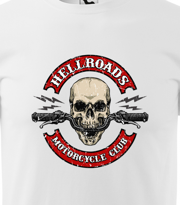 Tricou pentru motociclisti, bikeri, Skull Hellroads [2]
