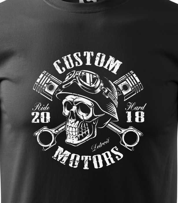 Tricou pentru motociclisti, bikeri, Skull Helmet Garage [2]