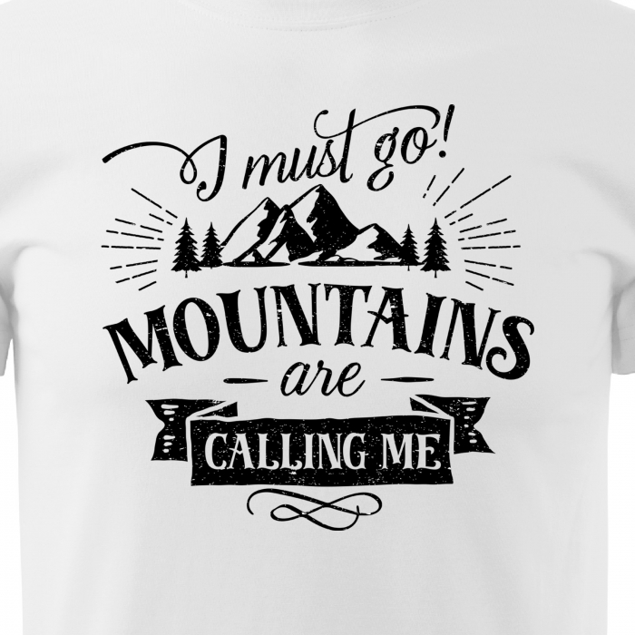 REDUCERE! Tricou de bărbati, marimea S (alb) pentru pasionatii de drumetii/aventura, The Mountains Are Calling [2]