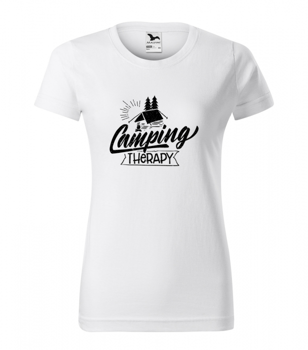Tricou pentru pasionatii de drumetii/aventura, idee de cadou, Tent Camping Therapy [1]