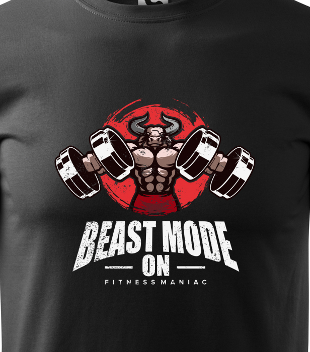 Tricou pentru pasionatii de fitness/sala de forta, Beast Mode ON Fitness Maniac [2]