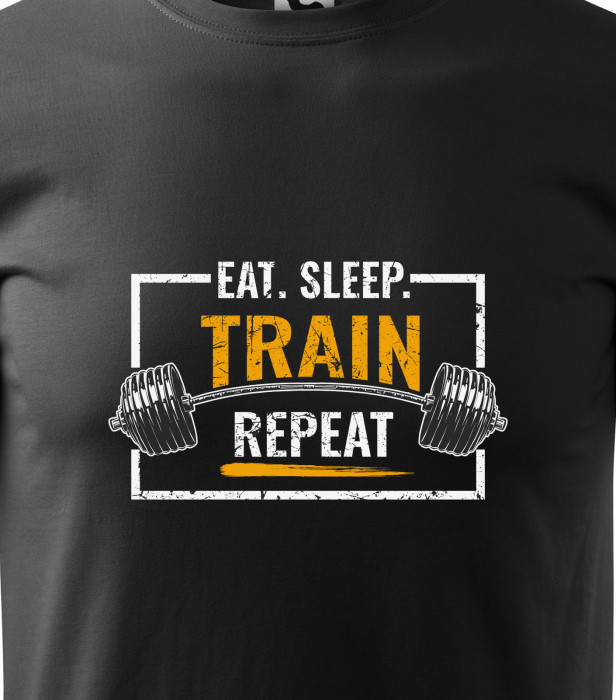 Tricou pentru pasionatii de fitness/sala de forta, Eat Sleep Train Repeat [2]