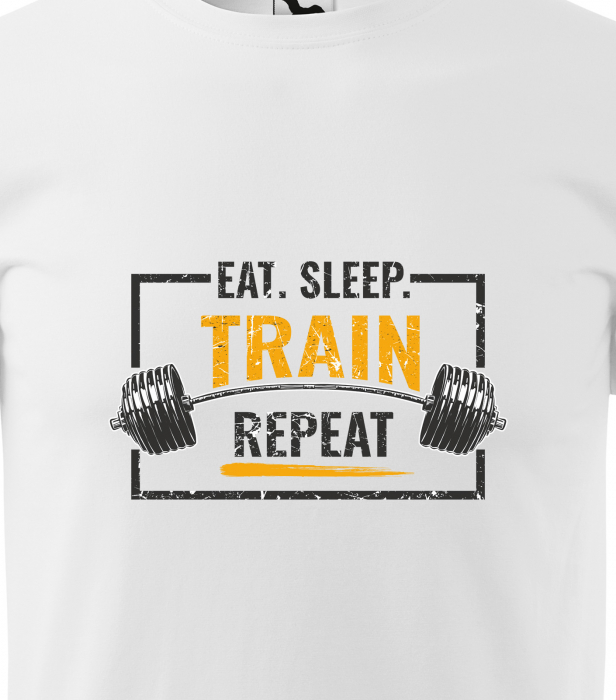 Tricou pentru pasionatii de fitness/sala de forta, Eat Sleep Train Repeat [2]
