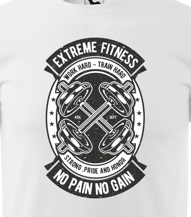 Tricou pentru pasionatii de fitness/sala de forta, Extreme Fitness No Pain No Gain Work Hard Train Hard [2]