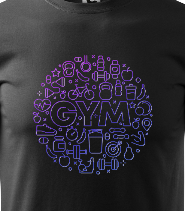 Tricou pentru pasionatii de fitness/sala de forta, Heart GYM Icons [2]