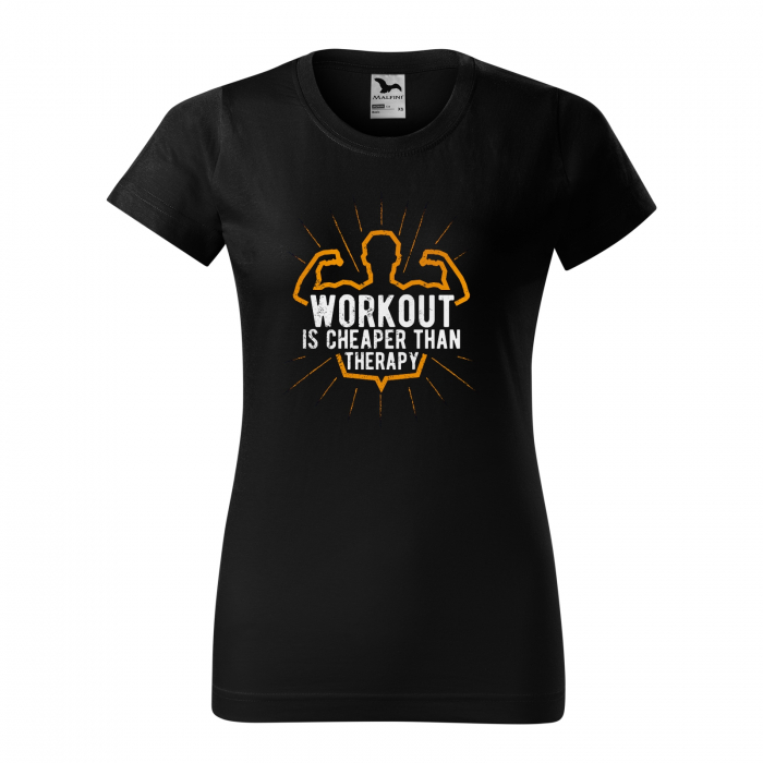 Tricou pentru pasionatii de fitness/sala de forta, Workout is Cheaper than Therapy [1]