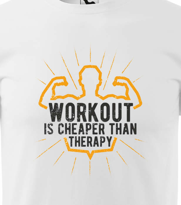 Tricou pentru pasionatii de fitness/sala de forta, Workout is Cheaper than Therapy [2]