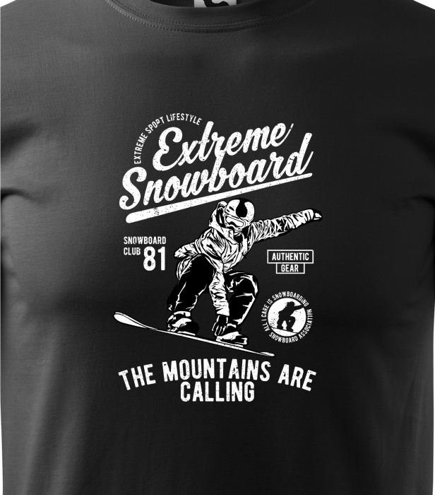Tricou pentru pasionatii de snowboard, cadoul perfect, Extreme Snowboard The Mountains Are Calling [2]