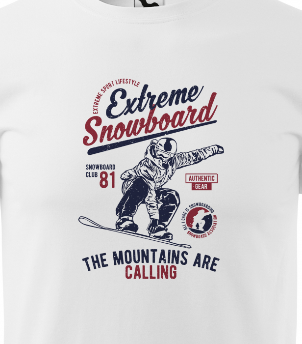 Tricou pentru pasionatii de snowboard, cadoul perfect, Extreme Snowboard The Mountains Are Calling [2]