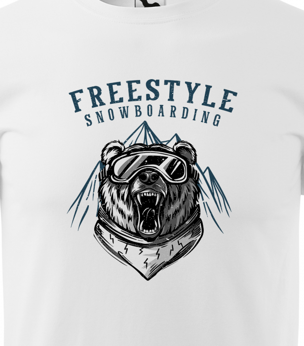Tricou pentru pasionatii de snowboard, cadoul perfect, Freestyle Snowboarding Bear [2]