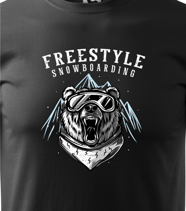 Tricou pentru pasionatii de snowboard, cadoul perfect, Freestyle Snowboarding Bear [2]