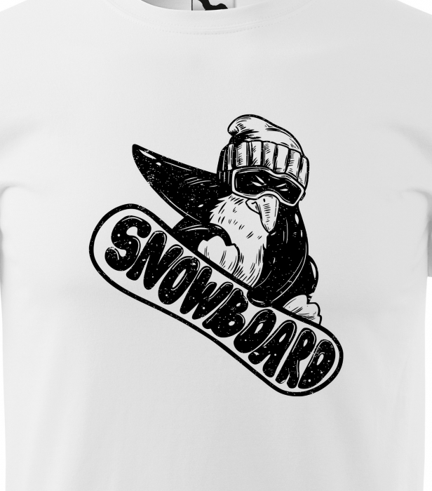 Tricou pentru pasionatii de snowboard, cadoul perfect, Penguin Riding Board [2]