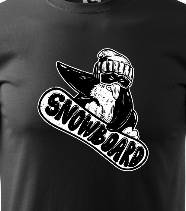 Tricou pentru pasionatii de snowboard, cadoul perfect, Penguin Riding Board [2]