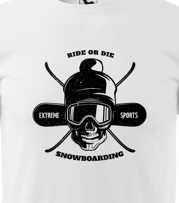 Tricou pentru pasionatii de snowboard, cadoul perfect, Ride or Die Skull Extreme Sports [2]