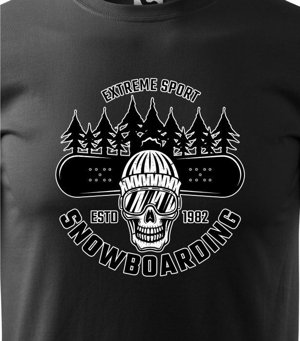 Tricou pentru pasionatii de snowboard, cadoul perfect, Skull Rider in the Mountains [2]