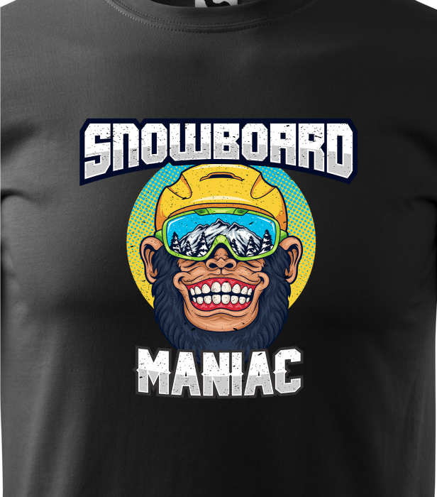 Tricou pentru pasionatii de snowboard, cadoul perfect, Snowboard Monkey Maniac [2]