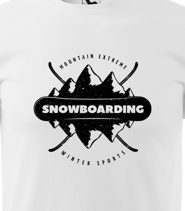 Tricou pentru pasionatii de snowboard, cadoul perfect, Snowboarding Mountains Reflection [2]