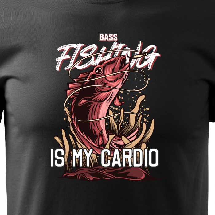 Tricou pentru pescarii amatori si profesionisti, idee de cadou, Bass Fishing Is My Cardio [2]