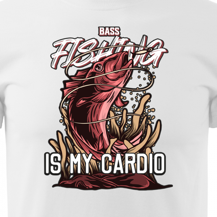 Tricou pentru pescarii amatori si profesionisti, idee de cadou, Bass Fishing Is My Cardio [2]