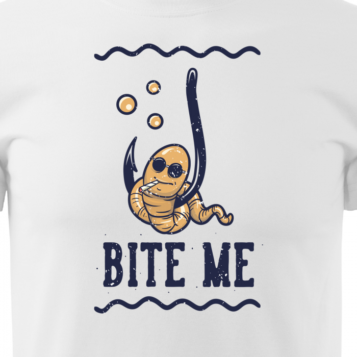 Tricou pentru pescarii amatori si profesionisti, idee de cadou, Bite Me, Worm Smoking [2]