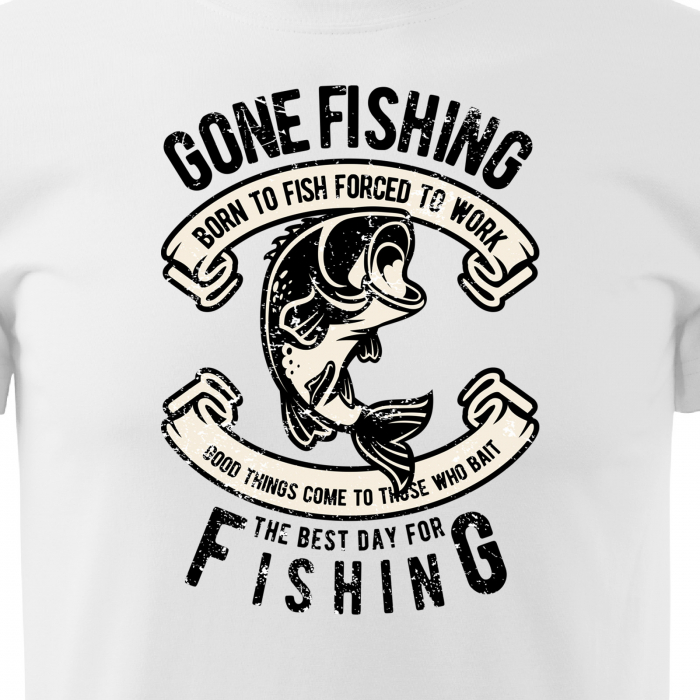 Tricou pentru pescarii amatori si profesionisti, idee de cadou, Born To Fish, Forced To Work [2]