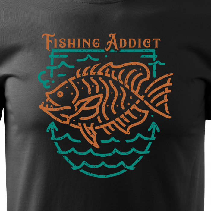 Tricou pentru pescarii amatori si profesionisti, idee de cadou, Fishing Addict [2]