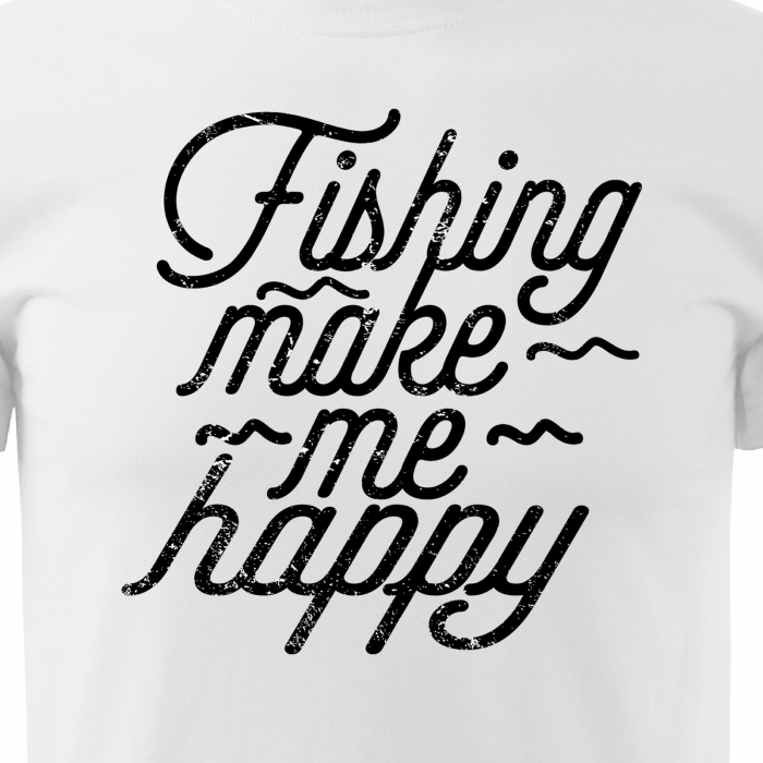 Tricou pentru pescarii amatori si profesionisti, idee de cadou, Fishing Makes Me Happy [2]