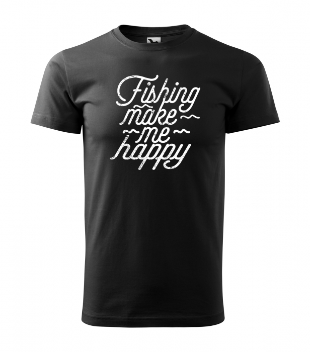 Tricou pentru pescarii amatori si profesionisti, idee de cadou, Fishing Makes Me Happy [1]