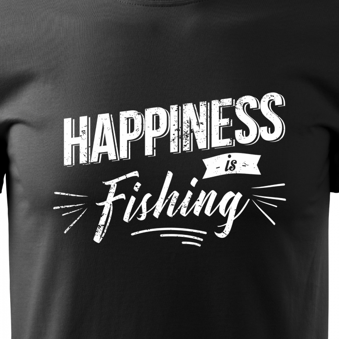 Tricou pentru pescarii amatori si profesionisti, idee de cadou, Happiness Is Fishing [2]