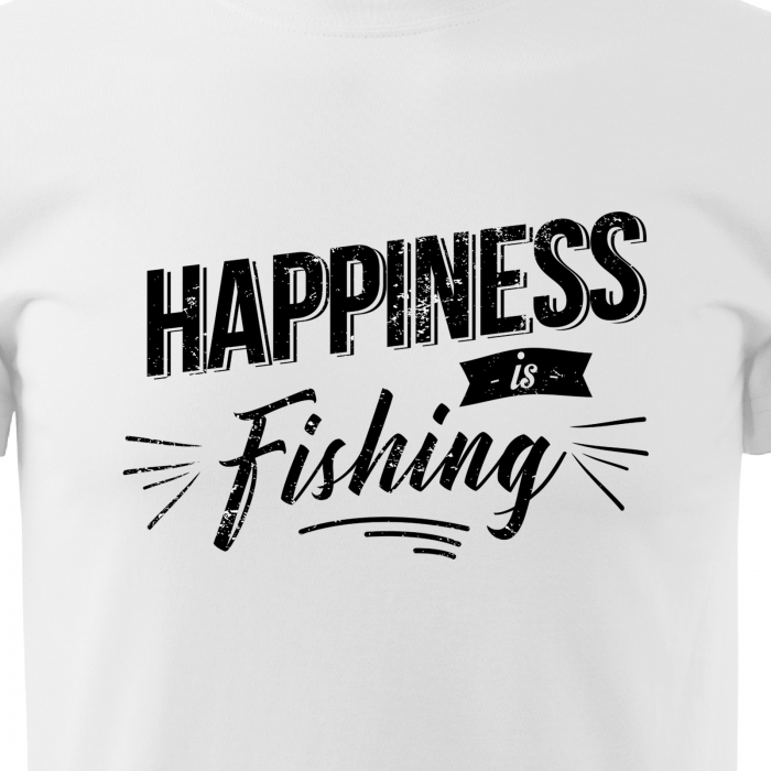 Tricou pentru pescarii amatori si profesionisti, idee de cadou, Happiness Is Fishing [2]