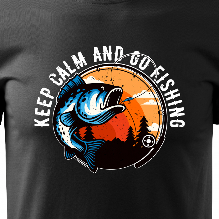 Tricou pentru pescarii amatori si profesionisti, idee de cadou, Keep Calm And Go Fishing [2]