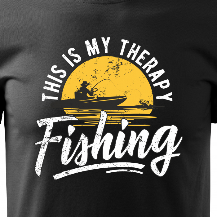 Tricou pentru pescarii amatori si profesionisti, idee de cadou, This Is My Therapy. Fishing [2]