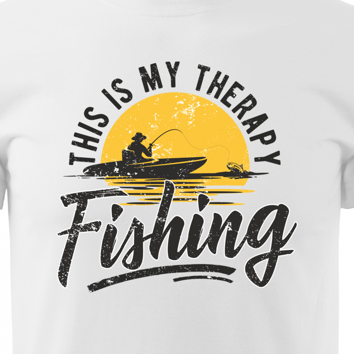 Tricou pentru pescarii amatori si profesionisti, idee de cadou, This Is My Therapy. Fishing [2]