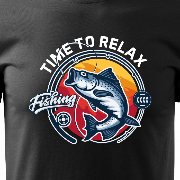 Tricou pentru pescarii amatori si profesionisti, idee de cadou, Time To Relax Fishing [2]