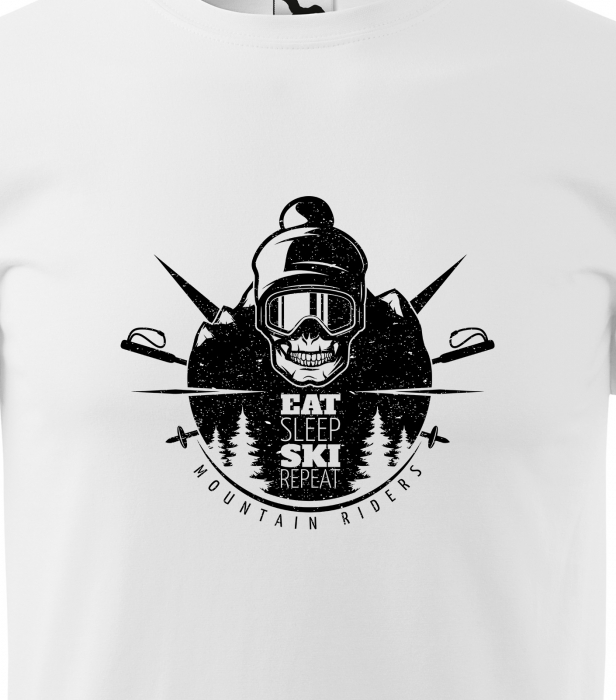 Tricou pentru schiori, cadoul perfect, Eat Sleep Ski Repeat Skull [2]